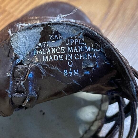 Enzo Angiolini Strappy Espadrille Wedge Sandals Muffin Brown Patent Leather 8.5 - Picture 12 of 14